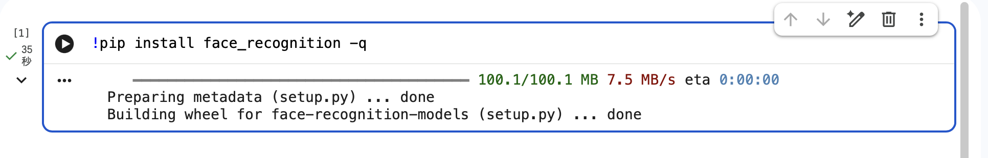 pip installが完了した画面
